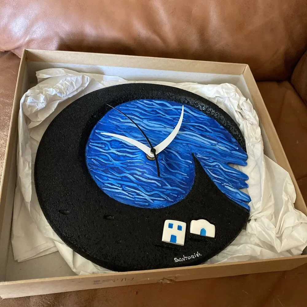 Handmade Santorini Clay Wall clock Still in box